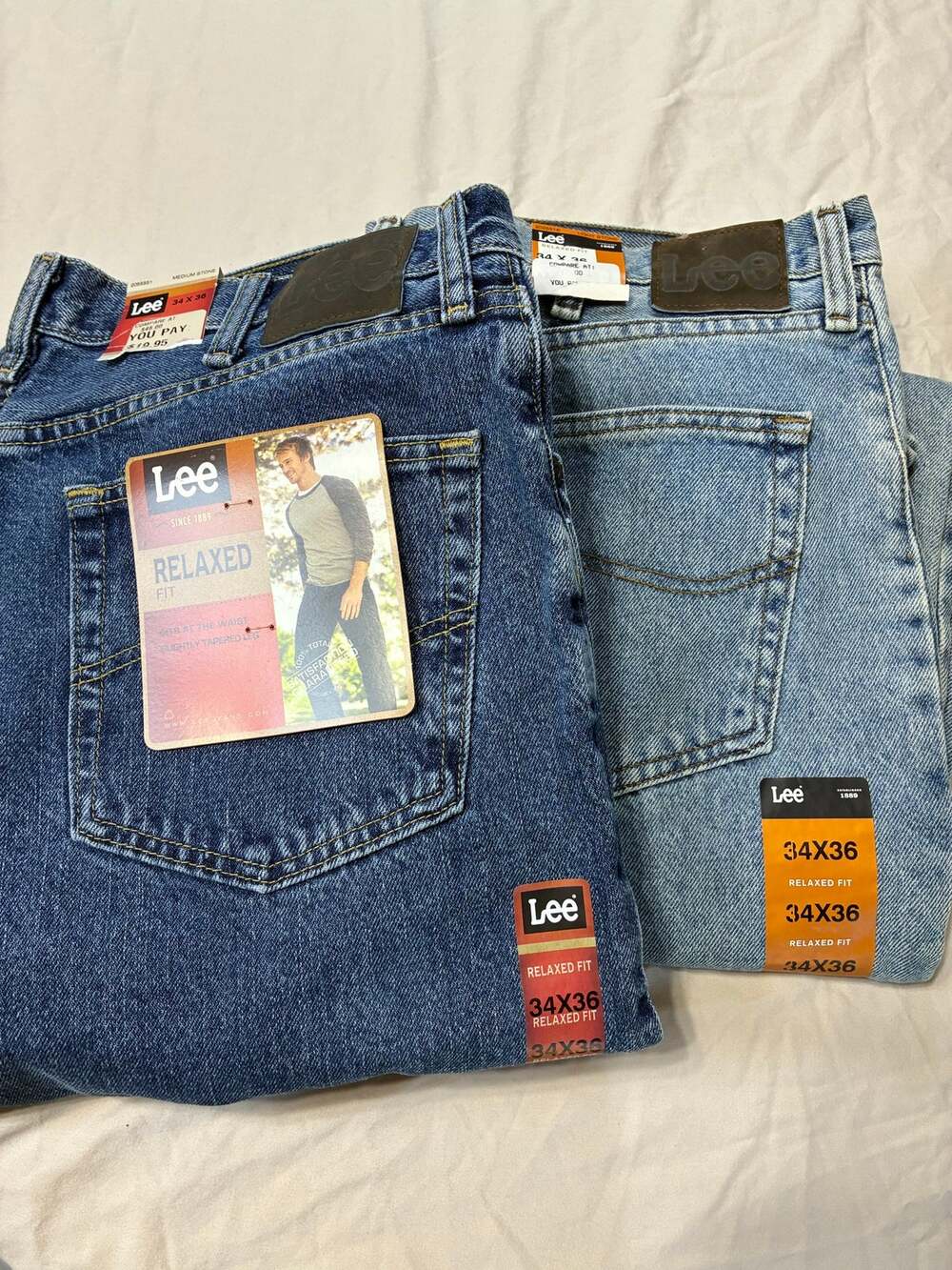2 Pair Lee Jeans Men's 34 x 36 Relaxed Fit Straight Leg NOS NWT